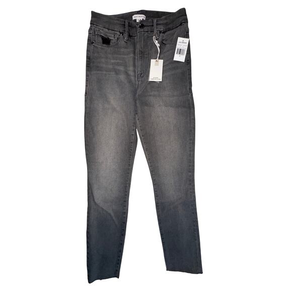 Good American Denim - Good American Good Waist Crop Jeans Gray Raw Hem Size 8/29 NWT High Rise Stretch